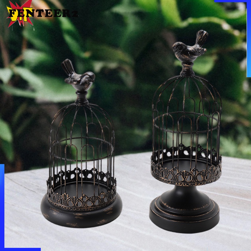Giá đỡ đèn nến hình lồng chim bằng sắt rèn kiểu cách cổ điển