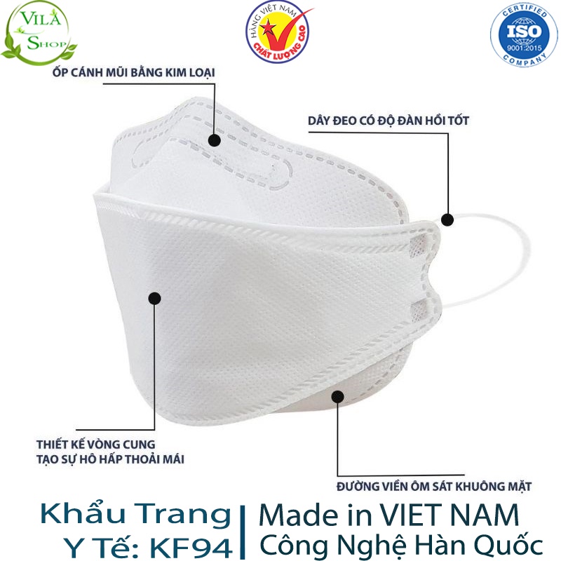 [Combo 50 Chiếc] Khẩu Trang Y Tế, Khẩu Trang 4D KF94 MASK Công Nghệ Hàn Quốc, 4 Lớp Kháng Khuẩn BFE Lọc Sạch PM 0.25