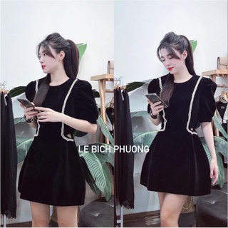 váy nhung 2 lớp đính cườm siêu xinh cho nữ