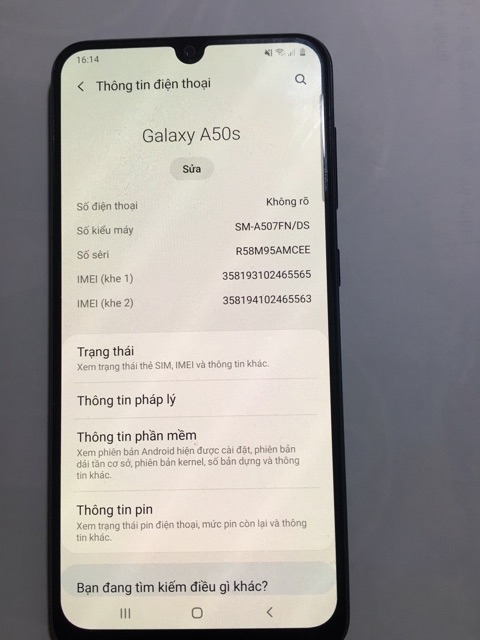 Điện thoại Samsung A50s chính hãng ram 4gb, rom 64gb, vân tay trong màn đã qua sử dụng