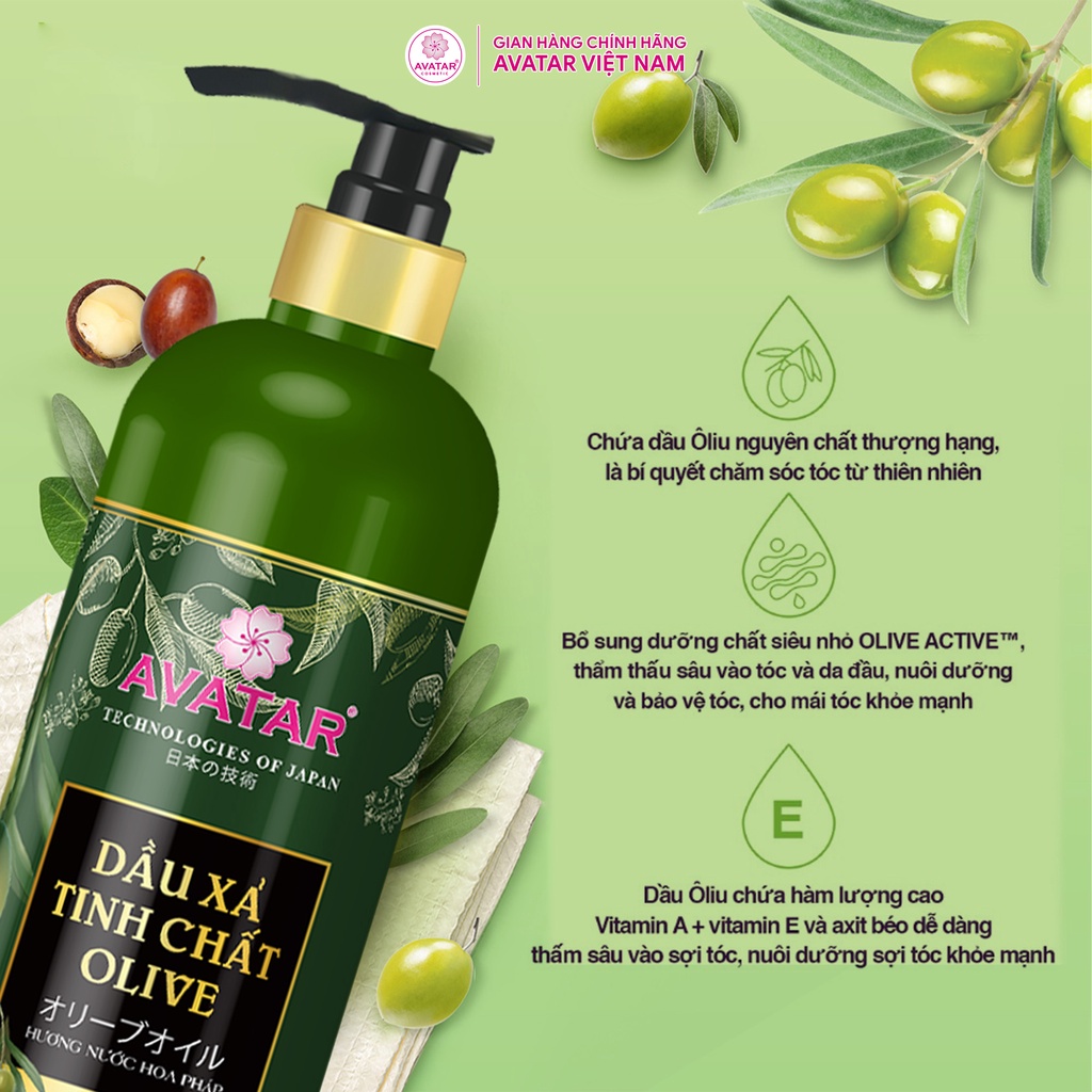 Combo Dầu Gội Bưởi Và Dầu Xả Olive Avatar Dưỡng Sinh Da Đầu Giảm Rụng Tóc 800ML