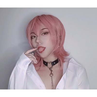 Wig/tóc giả nam nữ cơ bản cosplay 37cm màu trắng bạc nâu đen vàng đỏ hồng xanh dương tím