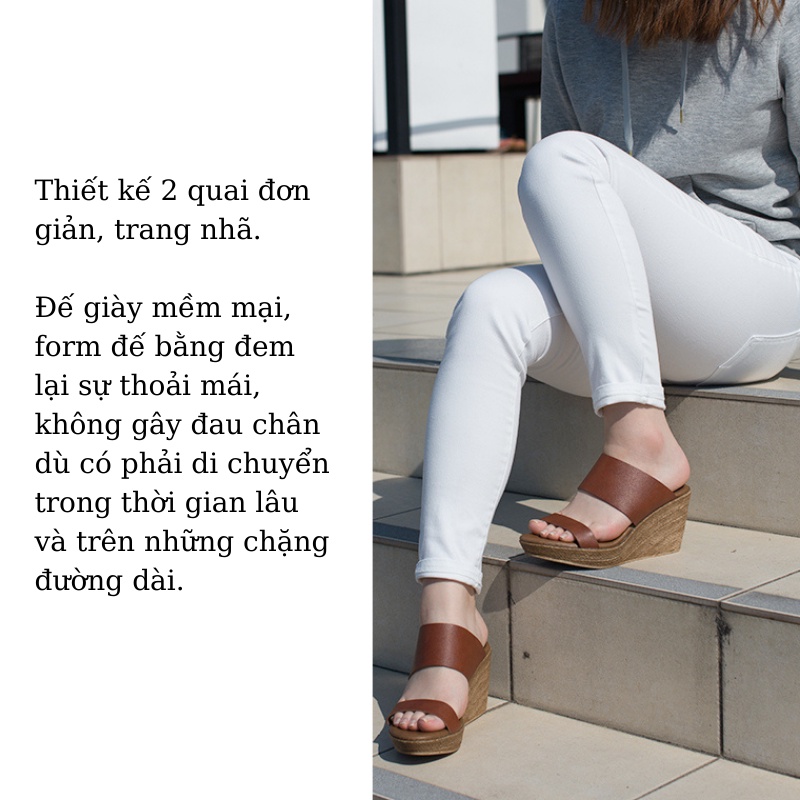 Dép đế xuồng nữ cao gót 8cm KOSU 92972 quai ngang siêu nhẹ made in Japan