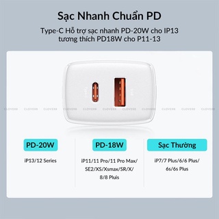Củ Sạc Baseus 20W – 2 Cổng USB-A & Type-C, Sạc Nhanh An Toàn Cho iPhone & Android