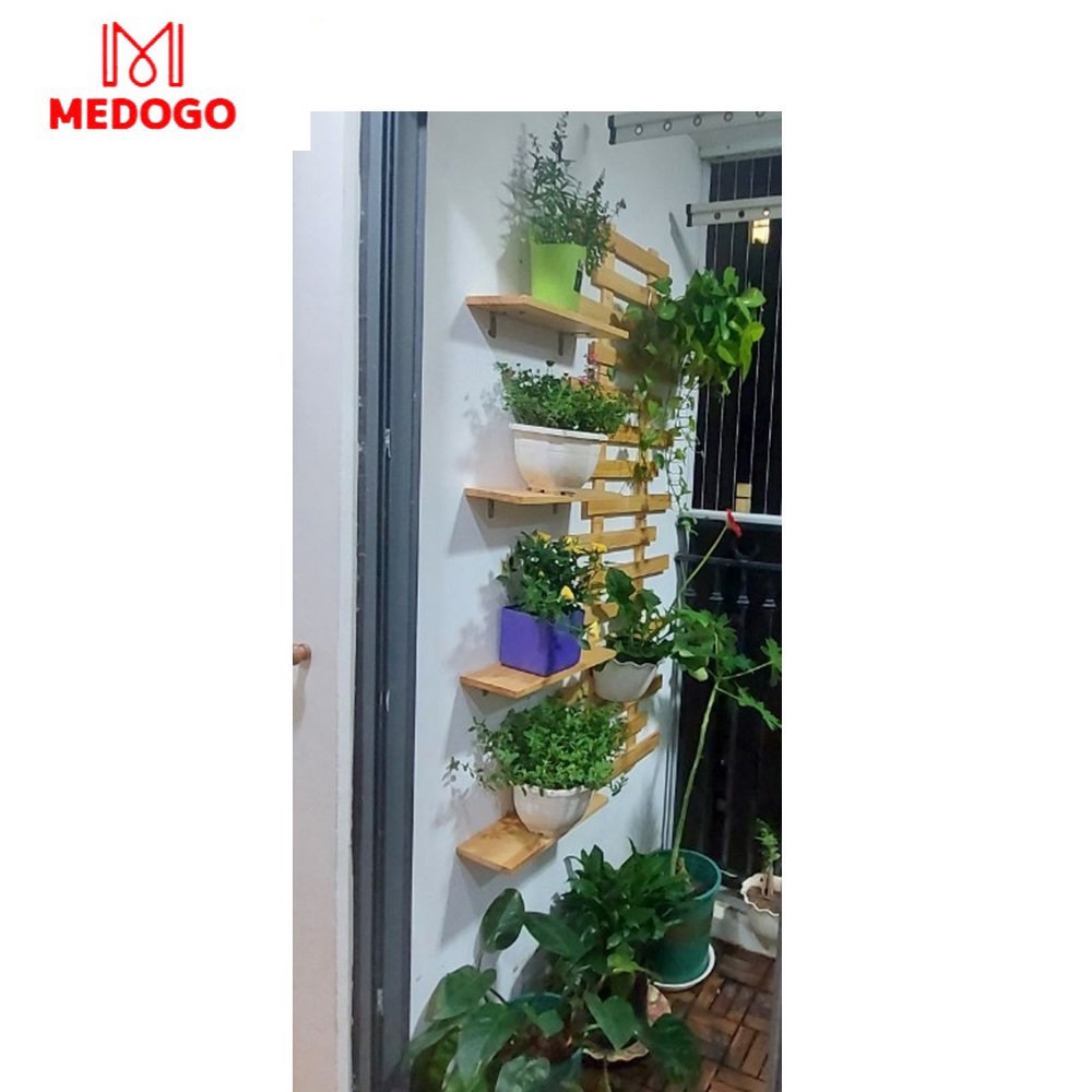 Bộ kệ gỗ ban công MEDOGO treo tường trồng hoa, cây cảnh, giá gỗ thông treo tường trang trí phong cách Hàn Quốc