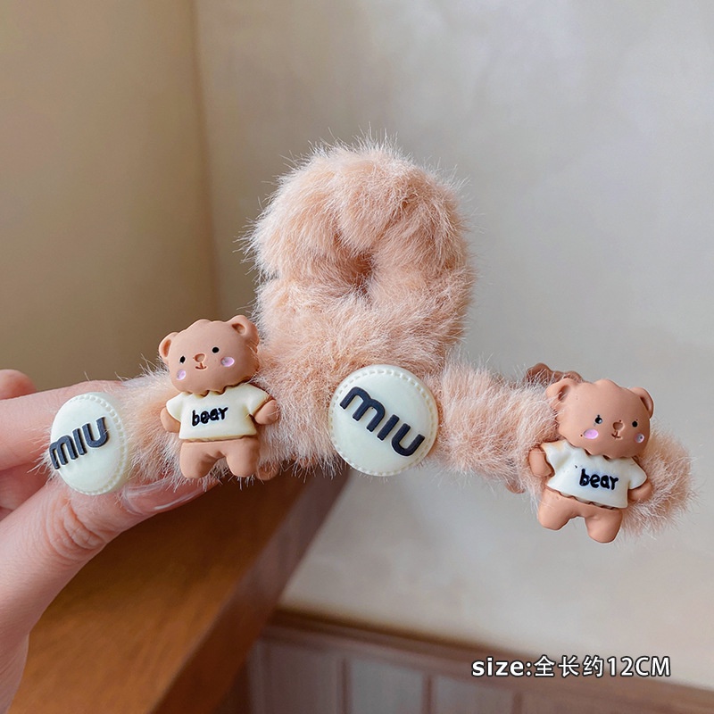 Kẹp Tóc Hình Cá Mập Phủ Lông Phong Cách Hàn Quốc Thời Trang Thu Đông Cho Nữ