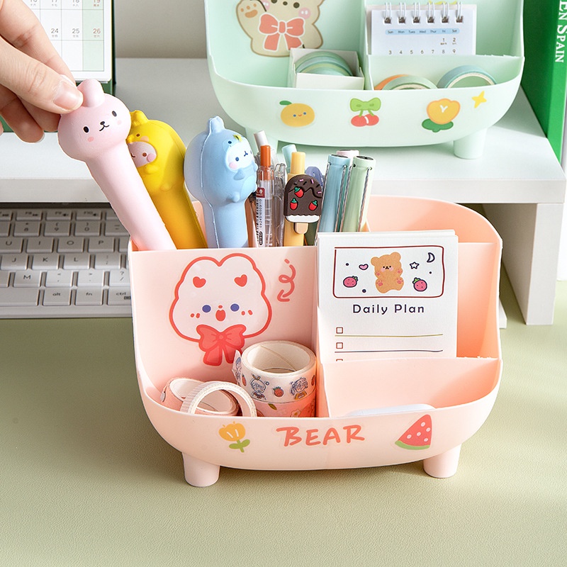 Hộp Đựng Bút Để Bàn Học, Làm Việc Tặng Sticker Dán