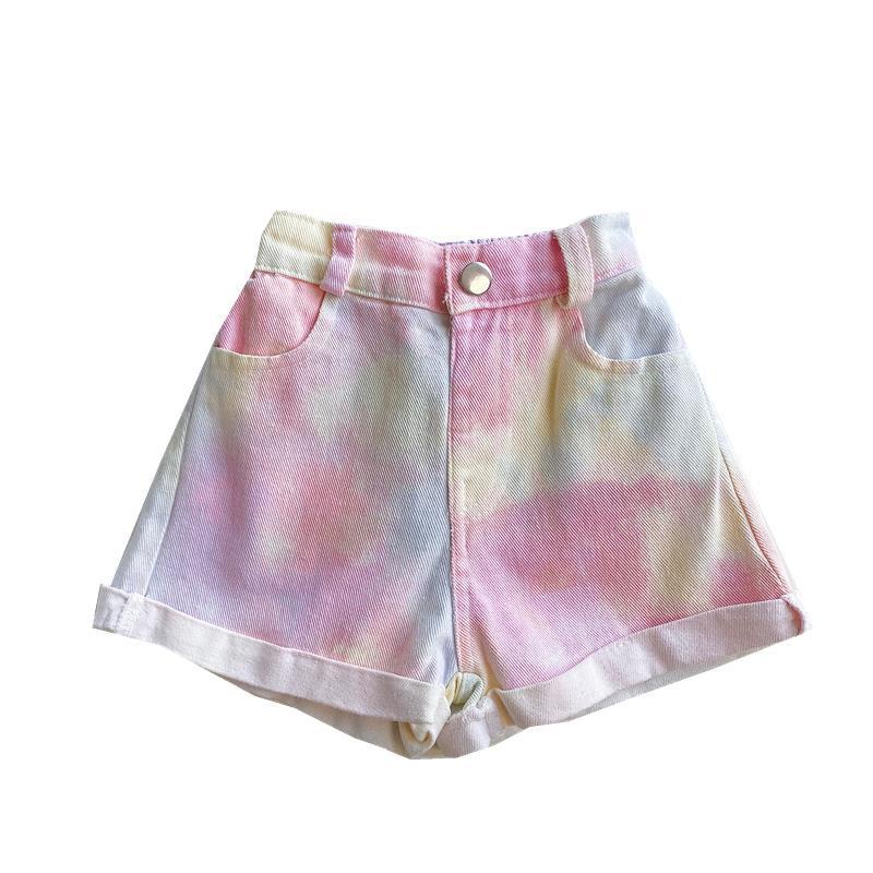 Quần Short Denim Nhuộm Màu Sắc Độc Đáo Thời Trang Mùa Hè Cho Bé Gái
