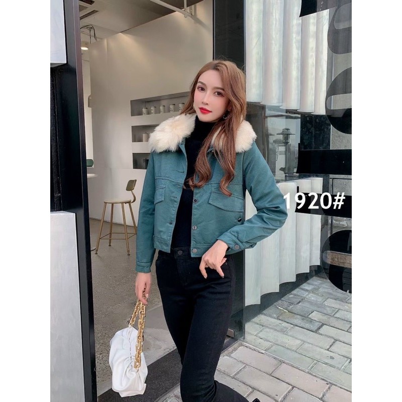 Áo da cổ lông lót lông túi khuy | BigBuy360 - bigbuy360.vn