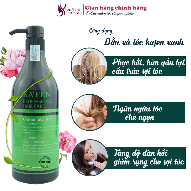 Lẻ Dầu Xả Tóc Kafen Xanh hoàn hình cấu trúc sợi tóc dầu kafen 800ml- mỹ phẩm tóc yến nhi DG15