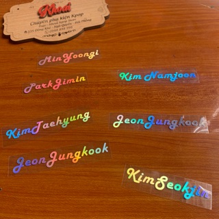 Sticker BTS tên thành viên V JUNGKOOK Jimin JHope Suga RM JIN