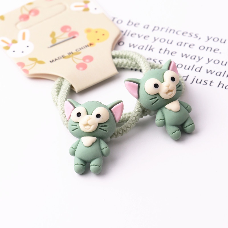 Set 2 dây cột tóc co giãn trang trí hình hoạt hình dễ thương cho bé gái