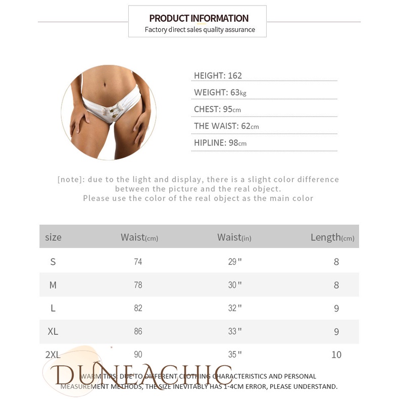 DUNEA Quần Short Denim Lưng Thấp Thiết Kế Quyến Rũ Cho Nữ