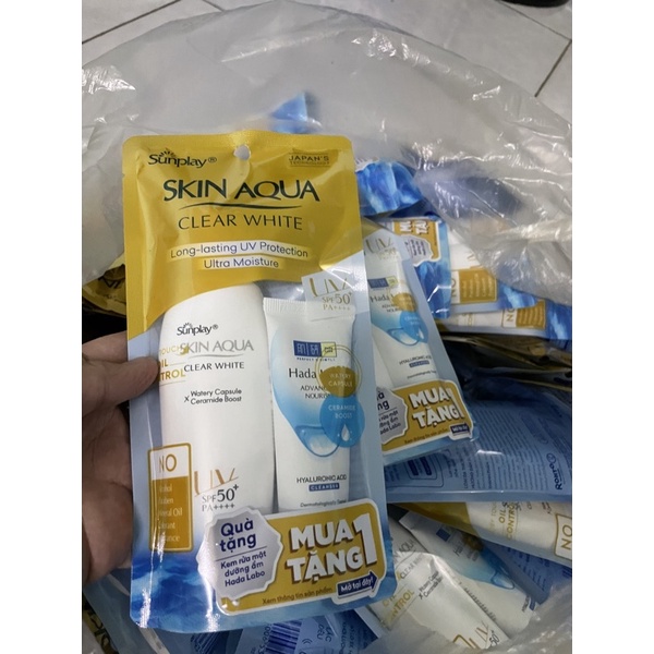 Sunplay Skin Aqua Clear White SPF50+, PA++++: Sữa chống nắng dưỡng da trắng mịn tối ưu -55g