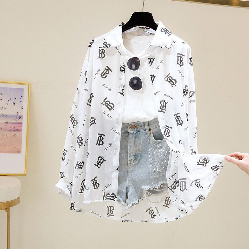 Áo khoác Cardigan vải voan dáng rộng thoáng khí thời trang mùa hè Hàn quốc