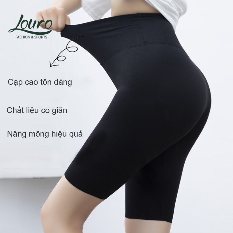 Quần tập gym nữ dáng lửng Louro, kiểu quần đùi, short nữ cạp cao nâng mông, chất liệu co giãn - QL98