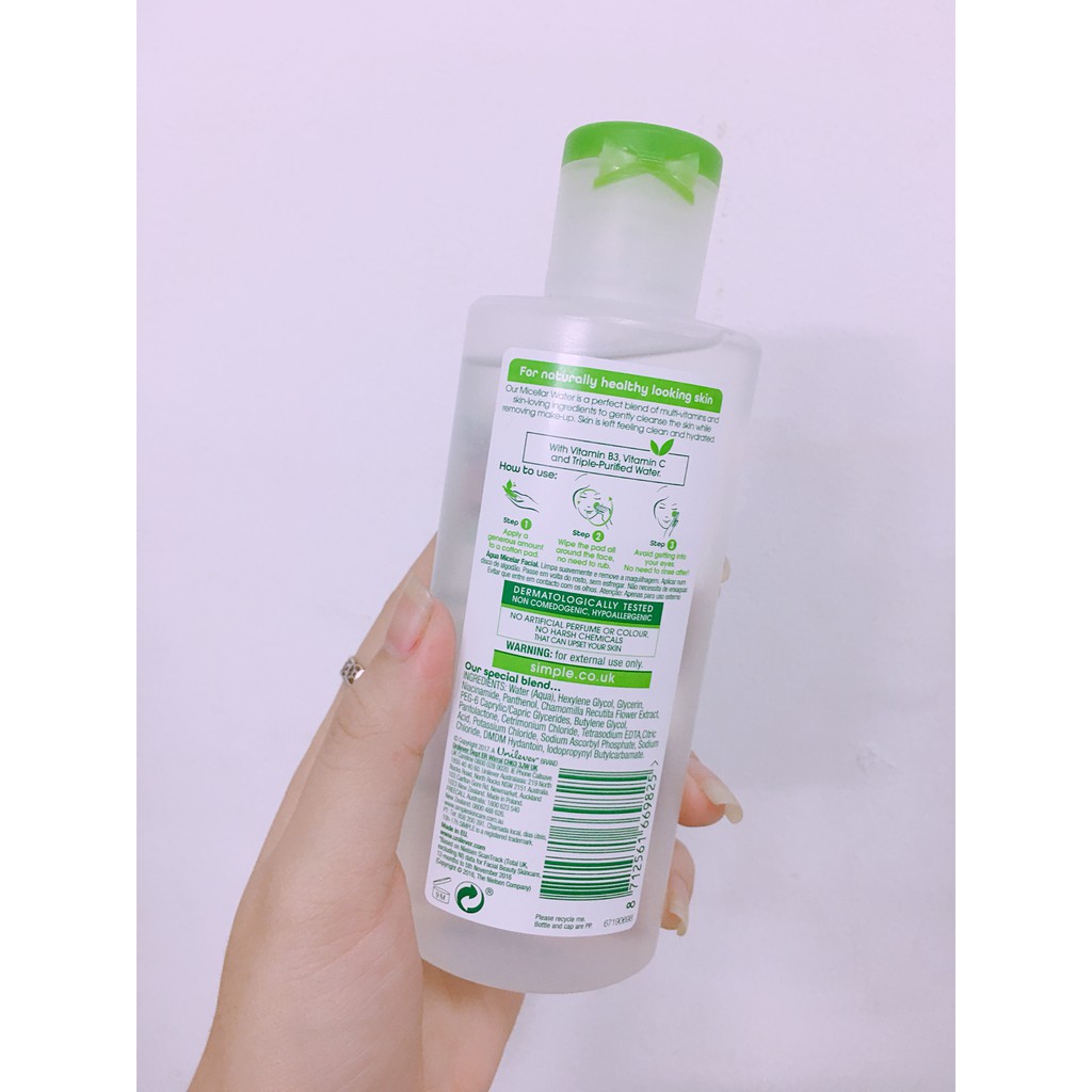 Nước Tẩy Trang Simple Kind To Skin Micellar Cleansing Water 200ml