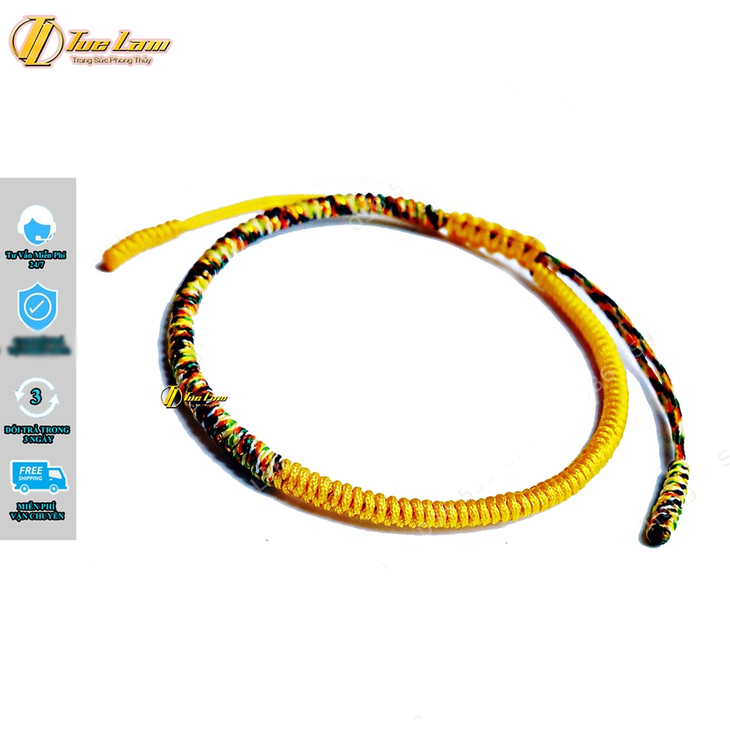 Vòng Tay Nữ Chỉ Handmade Tibet Màu Vàng Cao Cấp Đan Đối Xứng Hợp Mệnh - DIY Tuệ Lâm