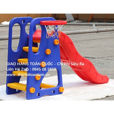 Cầu trượt tặng kèm bóng rổ loại bé lớn chơi được