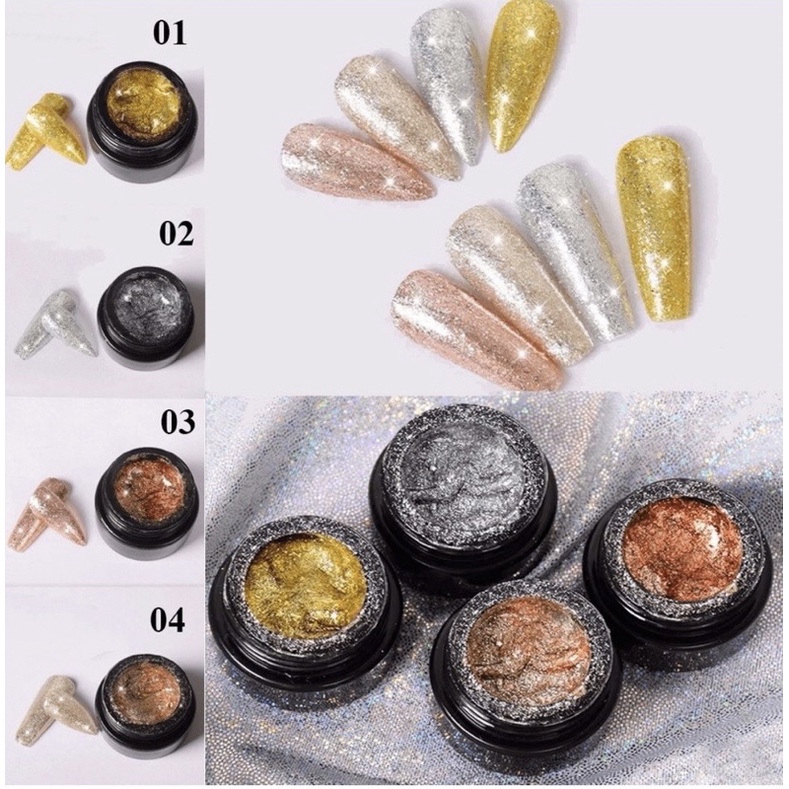 Gel Nhũ Nails Siêu Sáng , Gel Nhũ  vẽ Viền Huaxi Platinum chuyên dụng trang trí móng tay vẽ móng nails nghệ thuật