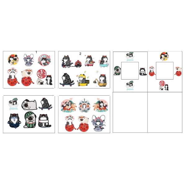 sticker mèo hoàng thượng chó nô tài cắt rời size to SCI33 có bao giấy cute dễ thương bullet journal