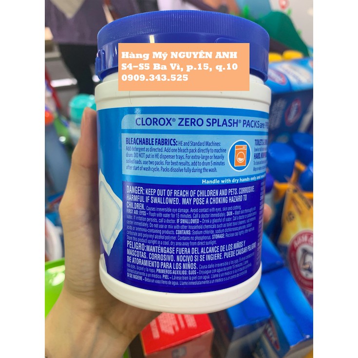 Gói 12 viên Thuốc tẩy Clorox đa năng chính hãng Mỹ [Clorox Zero Splash Bleach Packs] HÀNG NHẬP NGUYÊN ANH