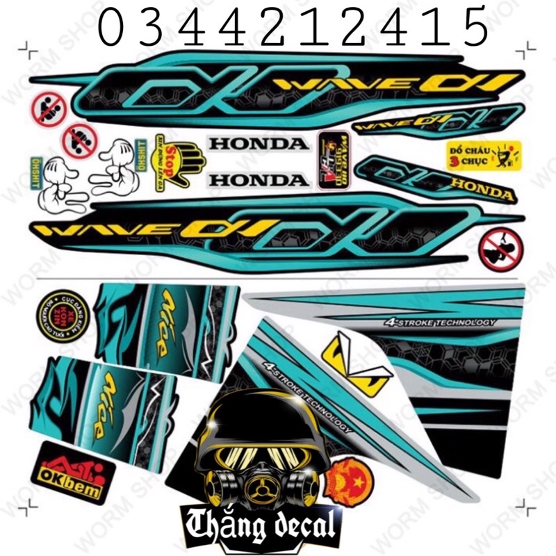 Tem rời WAVE ALPHA 110 ( Đời 2017 - 2021 ) Nhiều lựa chọn màu sắc - Tem chế 3 lớp cao cấp cam kết uy tín