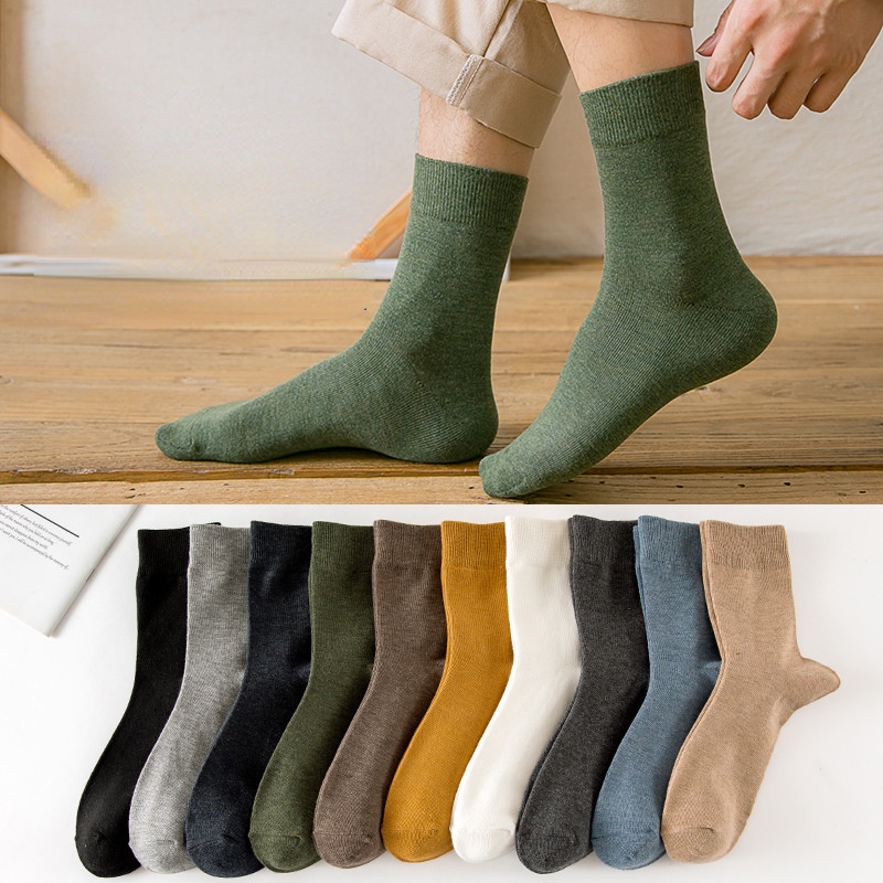 Vớ thể thao bằng cotton màu sắc đơn giản cho nam