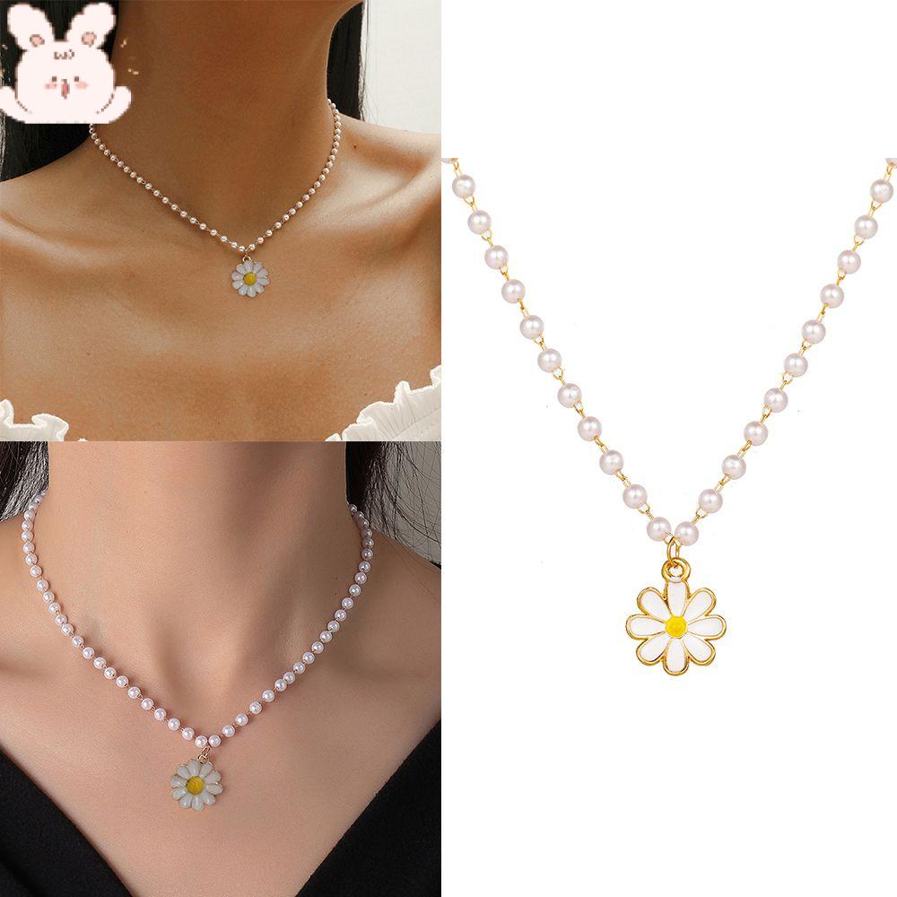 Vòng cổ Mặt Hoa Cúc Trắng Xinh Xắn Hợp Thời Trang