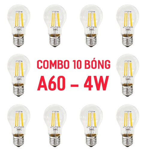 Combo 10 bóng LED A60 4W bóng edison trang trí