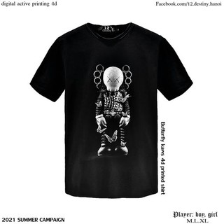 Áo phông nam nữ 12.destiny hinh in kaws chất liệu premium cotton màu đen