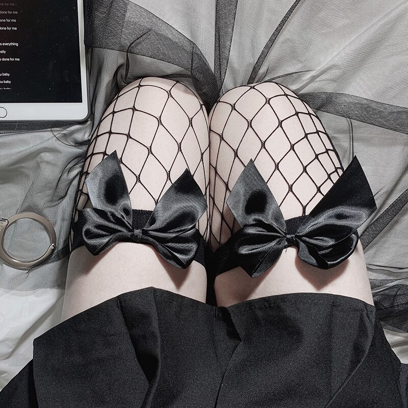 Women Sexy Lace Fishnet Stockings Thigh High Over Knee Socks Nylon Long Socks Hosiery Anime Lolita Socks Bow Stockings Dc Comics