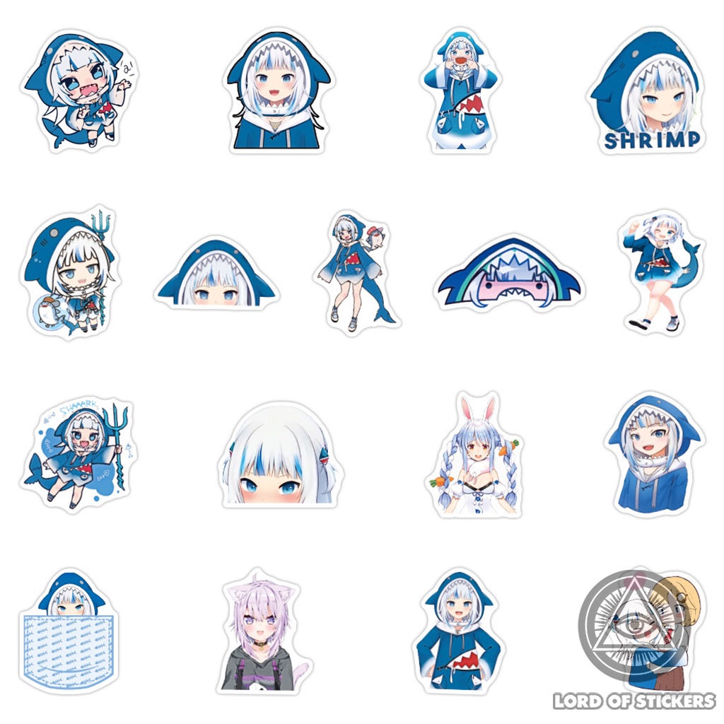 Set 50 Hình Dán Gawr Gura Hololive Sticker Anime Cute Dễ Thương Chống Thấm Nước Trang Trí Mũ Bảo Hiểm, Laptop, Vali, Sổ