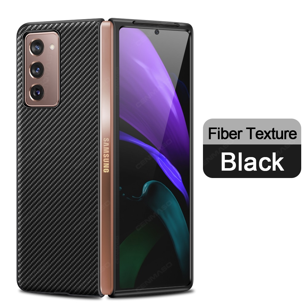 Ốp điện thoại nắp gập họa tiết vân sợi thời trang sang trọng cho Samsung Galaxy Z Fold 2 5G