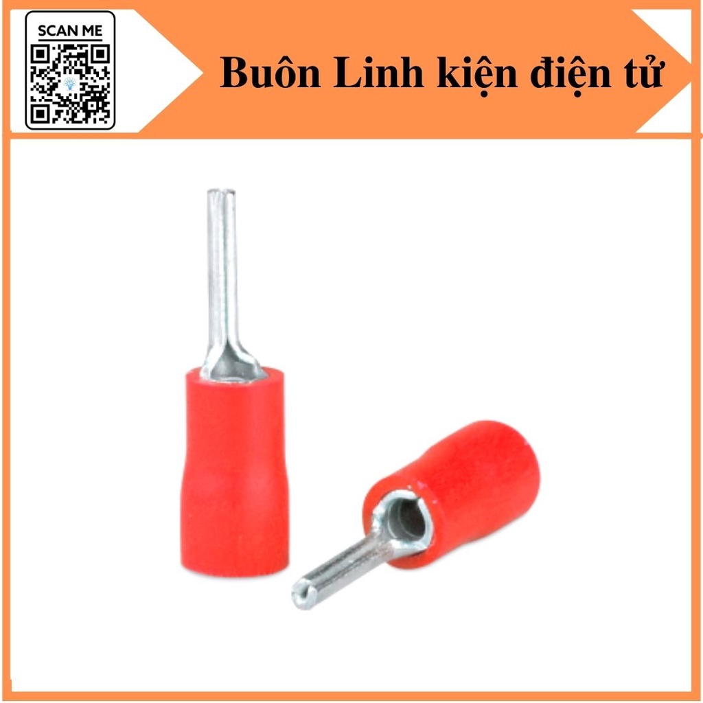 Đầu cos pin đặc tròn PVT 1.25-13, cos kim bọc phủ nhựa, cosse bấm nối dây điện 0.5mm đến 1.5mm