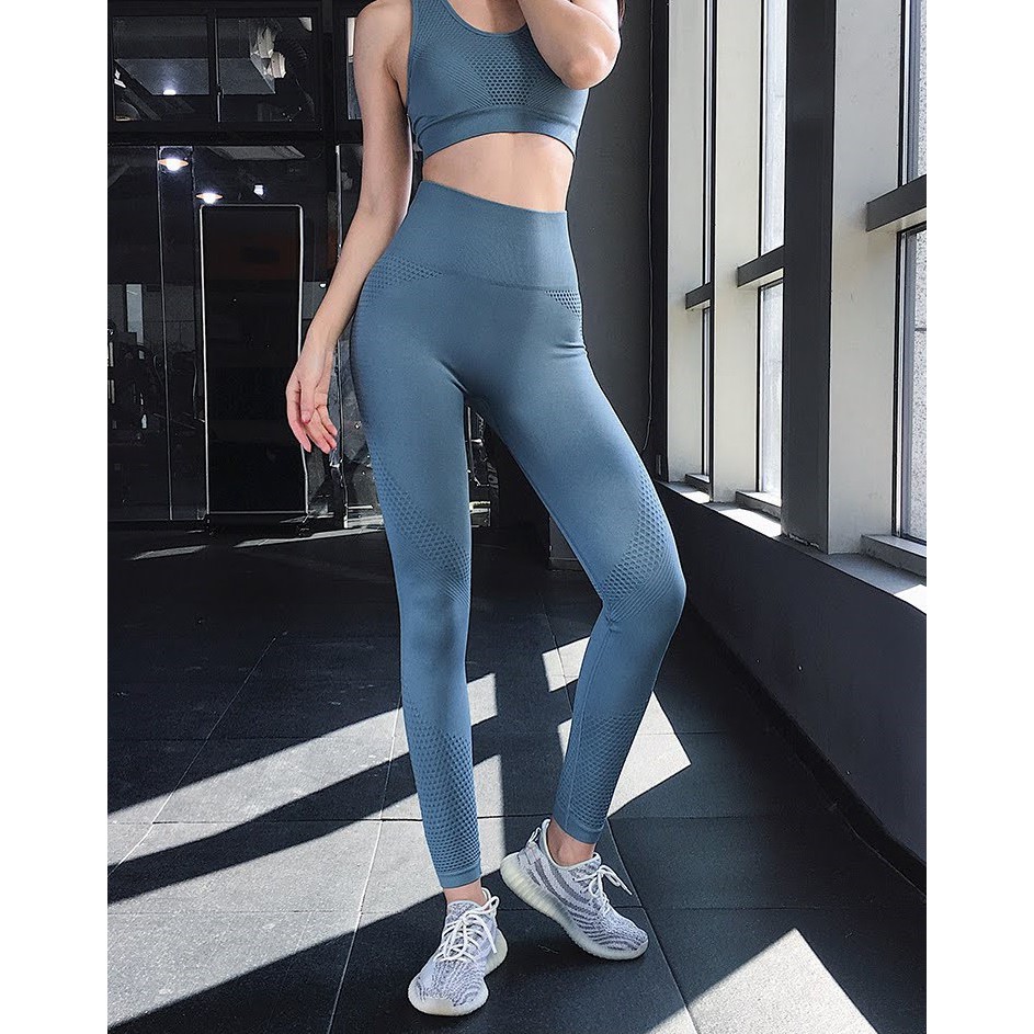 Set bộ đồ tập thể thao nữ naqi thun dệt cạp cao gen bụng đồ tập gym tập yoga nữ giá rẻ GYMSTORE