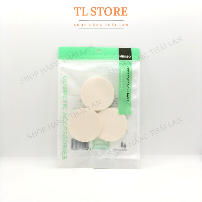 Sét 3 Miếng Mút Trang Điểm MINISO Siêu Mềm Siêu Dai Hình Tròn