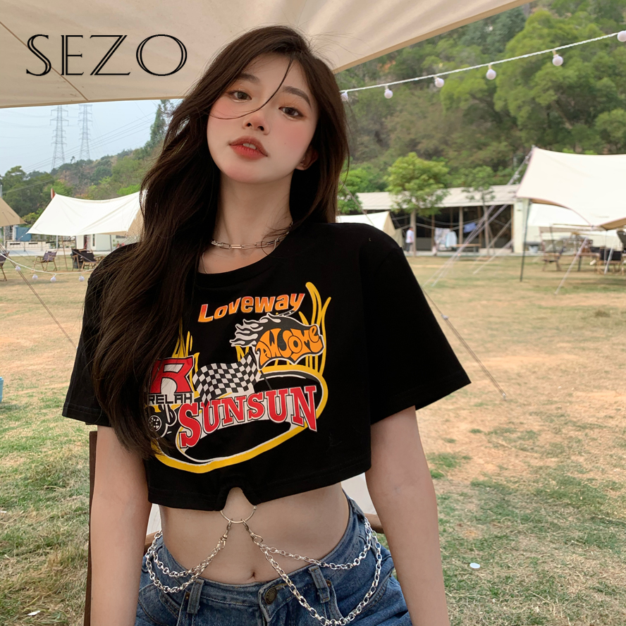 Áo Crop Top Nữ In Chữ Phong Cách Hip Hop