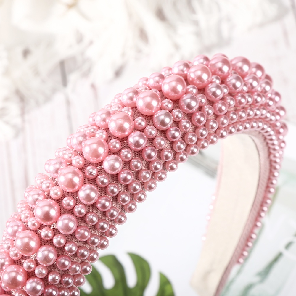 Băng đô Haimeikang bọt biển bản rộng đính ngọc trai giả thời trang đi tiệc dành cho nữ