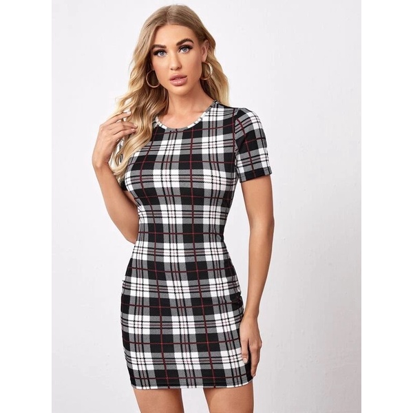 Đầm thun body caro 01810 size XL