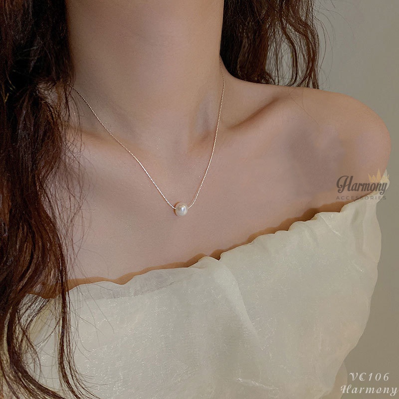 Dây chuyền vòng cổ nữ bạc 925 ngọc trai nhân tạo basic | HARMONY ACCESSORIES VC106