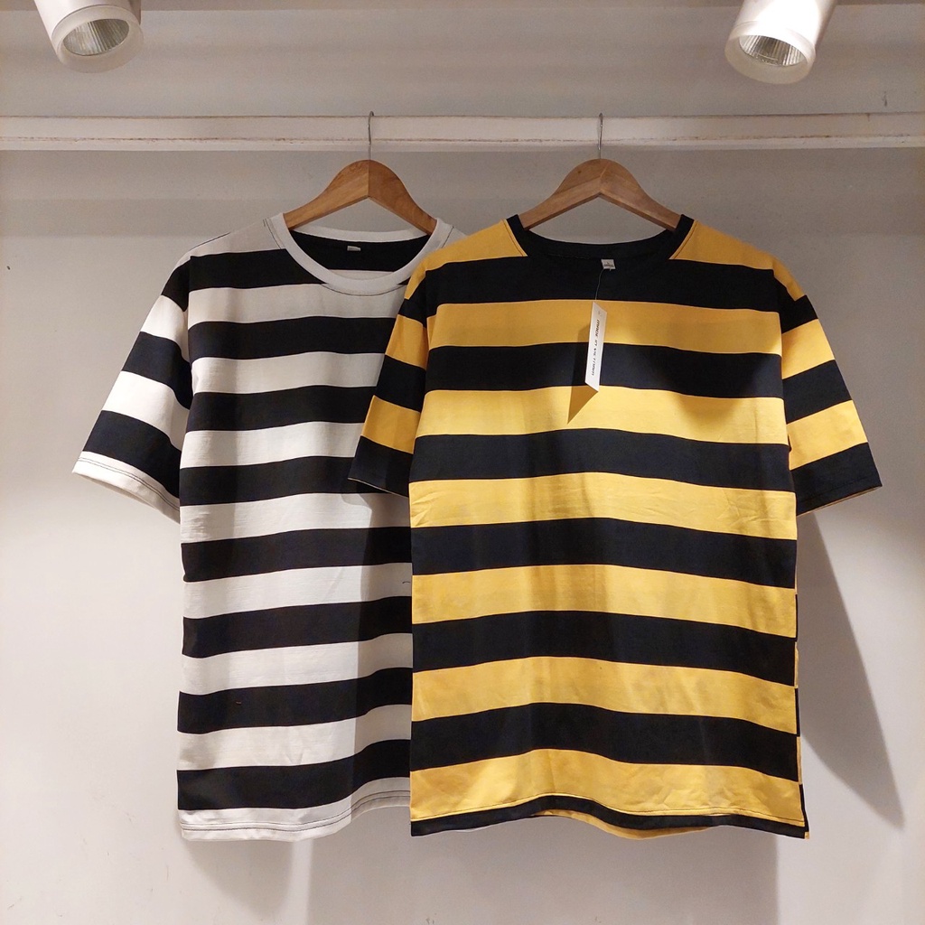 Áo thun tay lỡ unisex kẻ sọc ngang nam nữ phong cách Ulzzang siêu hot