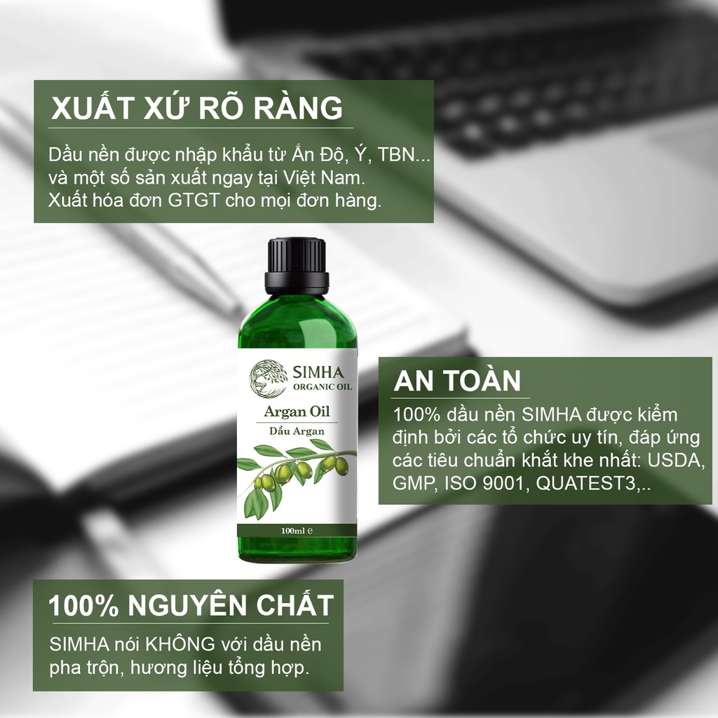 Dầu Argan SIMHA chống oxy hóa, dưỡng da và tóc loại 100ml