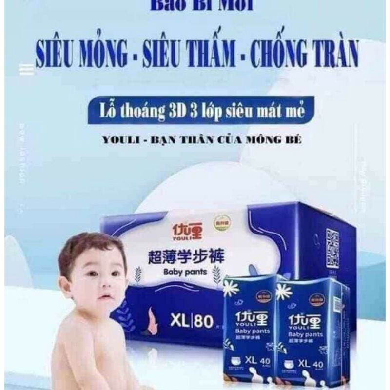 Tã Bỉm Dán/Quần Youli/Tí Quậy S112/M96/M88/L84/XL80/XXL72/XXXL68