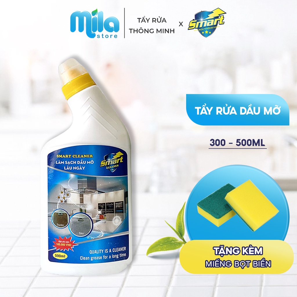 Tẩy dầu mỡ bếp SMART siêu tẩy dầu mỡ đa năng sáng bóng bếp ga, máy hút mùi 300/500ml - Mila