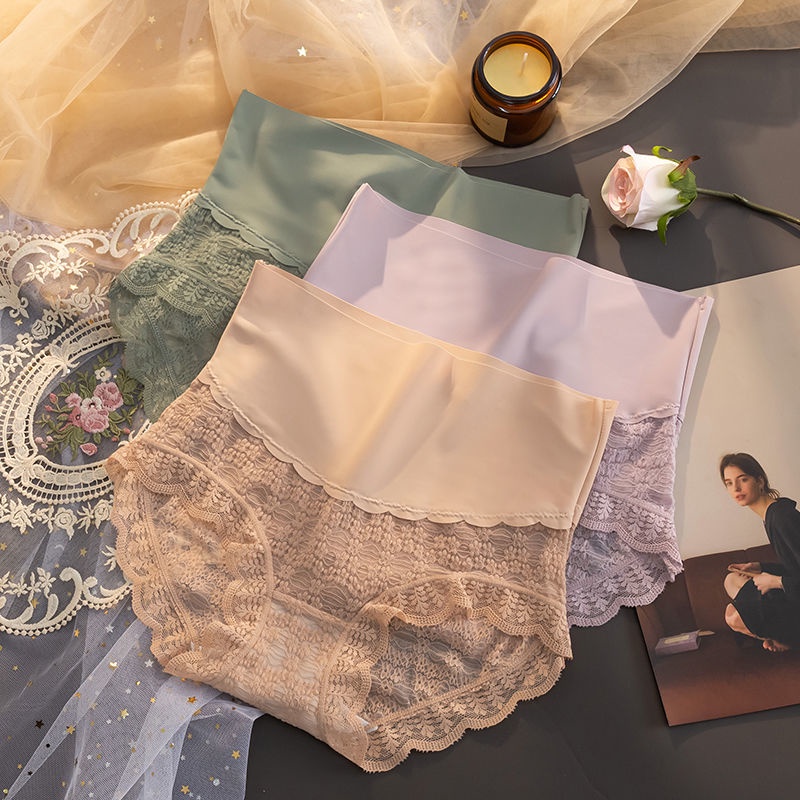 Quần Lót cotton Không Đường May Kháng Khuẩn Lưng Cao Cho Nữ