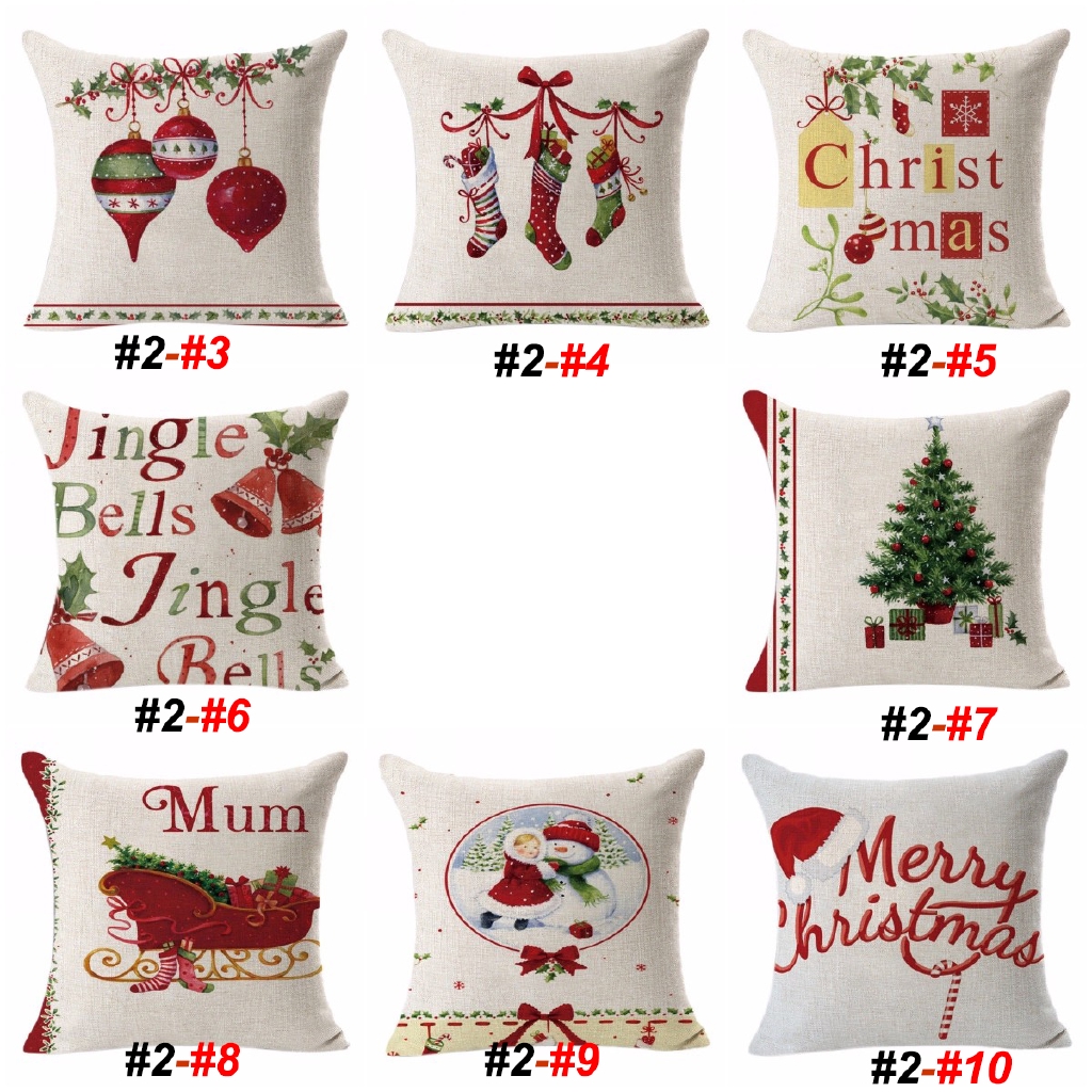 Vỏ gối họa tiết Merry Christmas bằng vải lanh dùng cho trang trí Giáng sinh 45cmx45cm | BigBuy360 - bigbuy360.vn