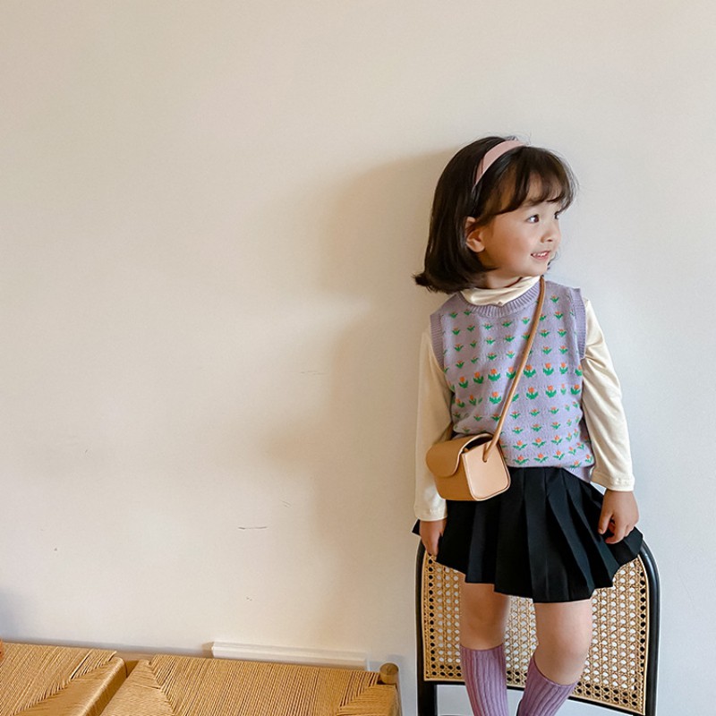 Áo Len Sát Nách Cổ Tròn Thời Trang Xuân Thu Cho Bé Gái