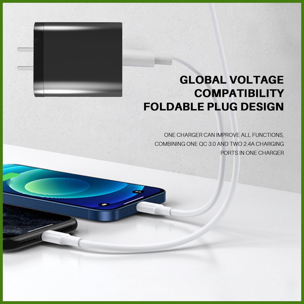 Củ Sạc Nhanh QC3.0 USB 3 Cổng Gắn Tường Tiện Dụng