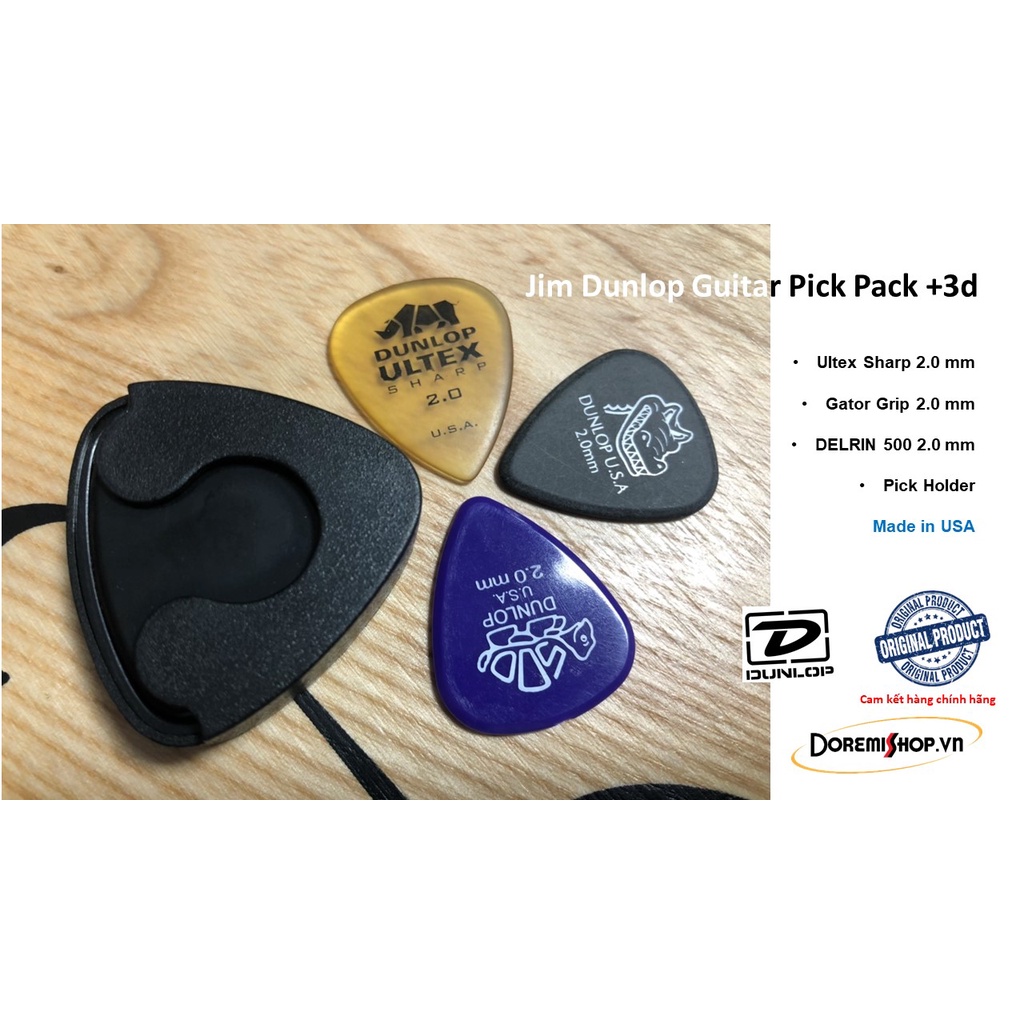 Bộ phím gảy guitar kèm hộp đựng phím Jim Dunlop Guitar Pick Pack +3